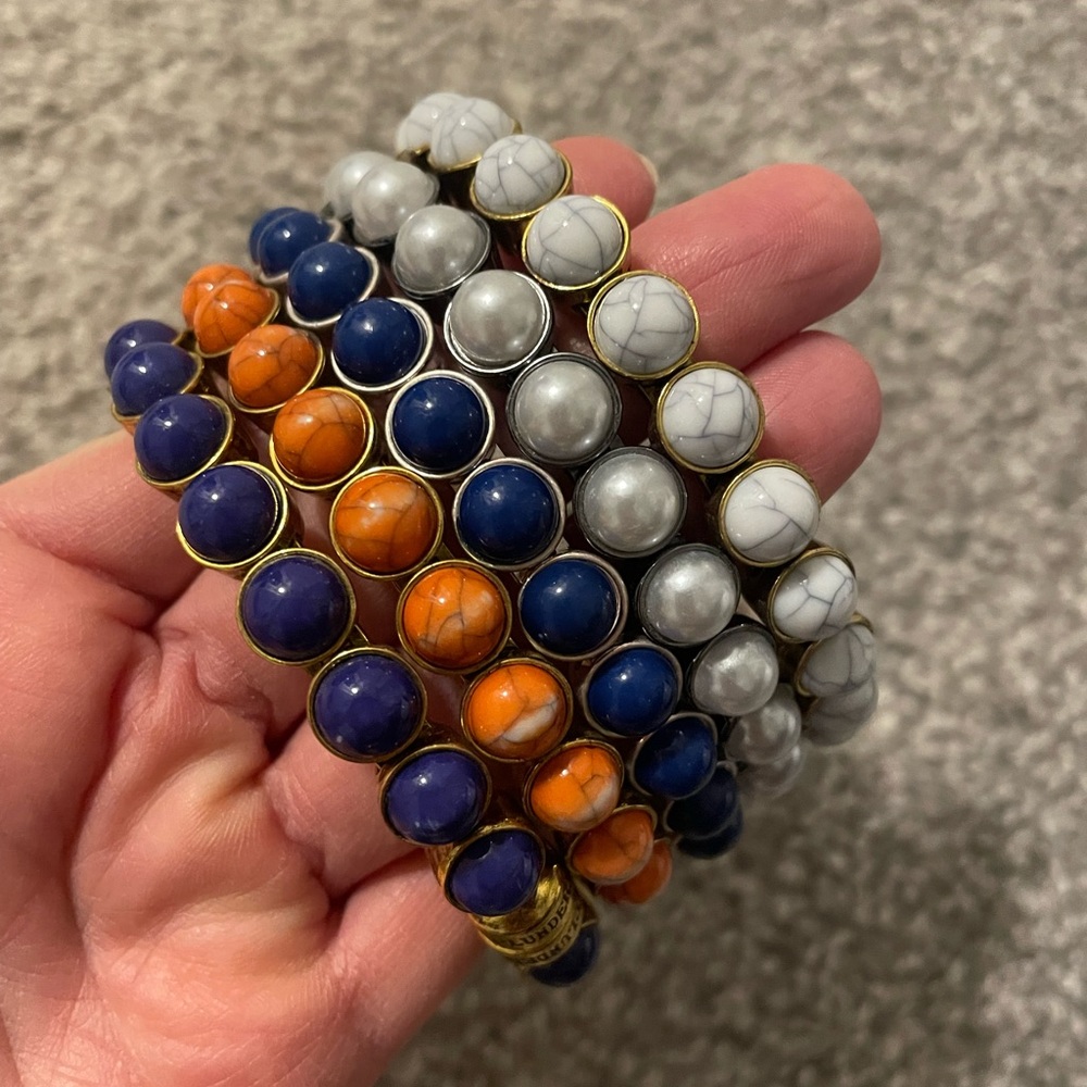 Plunder Chic Beaded Bracelet Set - Blue, Orange, Gray